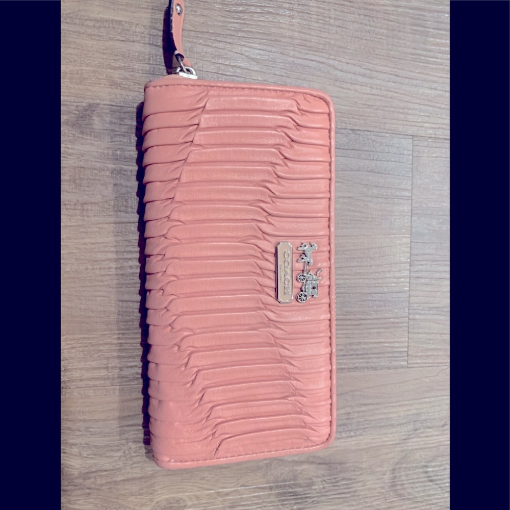 Coach Large accordion pink leather wallet. RARE